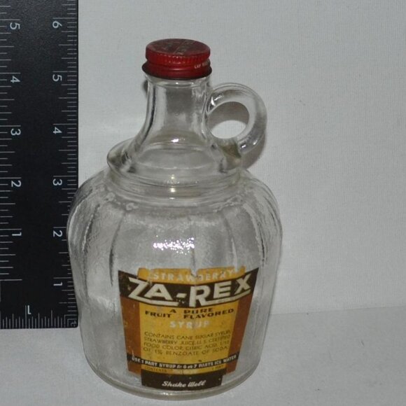 Vintage Glass Bottle Za-Rex Fruit Flavored Syrup Strawberry Kitchen Decor - Picture 7 of 8